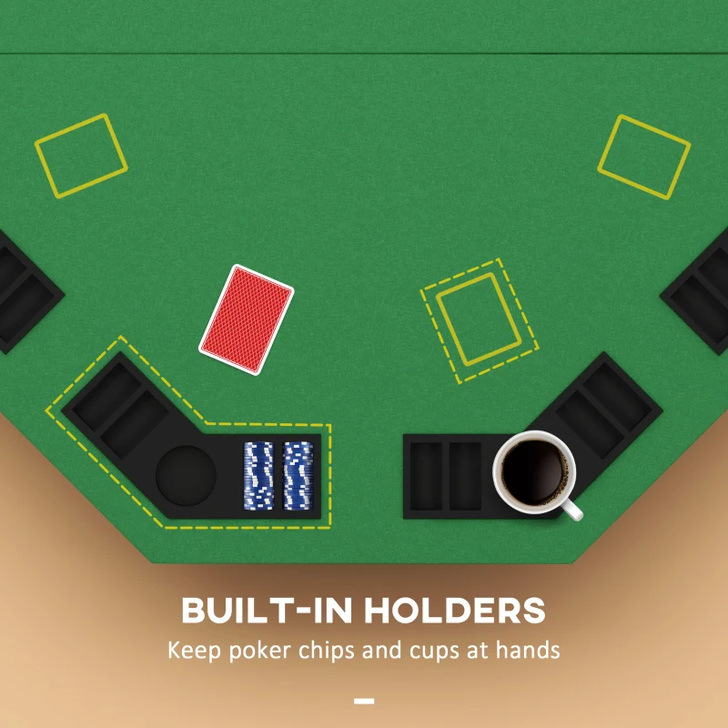Soozier Foldable Poker Table Blackjack Texas Holdem Poker Game Table with Chips Tray & Cup Holders, 47" Octagon, Green