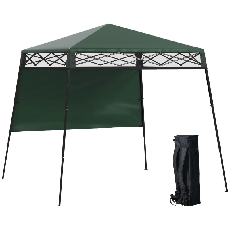 Outsunny 7' x 7' Pop Up Canopy Gazebo Tent with Backpack & Adjustable Legs, Green