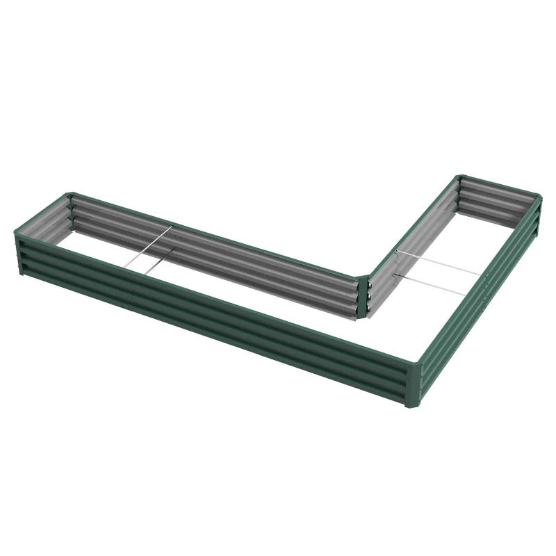 Outsunny Galvanized Raised Garden Bed Steel Planter Box w/ Rods for Vegetables Flowers Herbs, 82" x 109" x 12", Green
