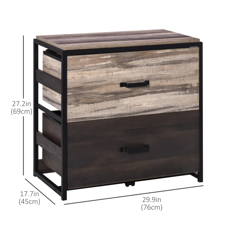 Vinsetto Lateral Filing Cabinet with 2 Drawers, File Cabinet with Hanging Bar, Home Office Organizer for A4 Letter Legal Size