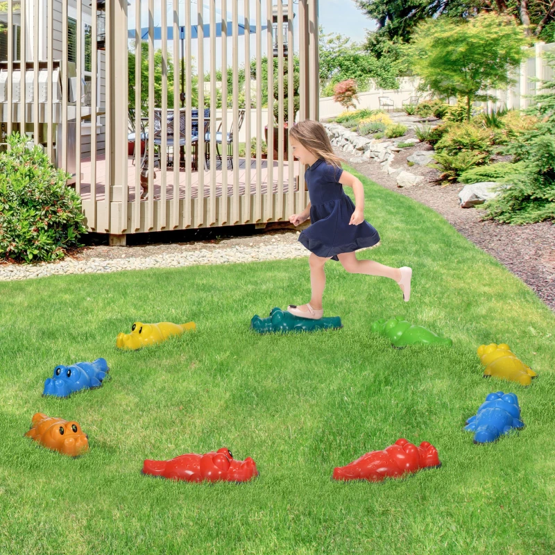 Outsunny 9Pcs Balance Stepping Stones with Anti-slip Edge, Obstacle Course Indoor Outdoor Play Equipment Toys, Stackable