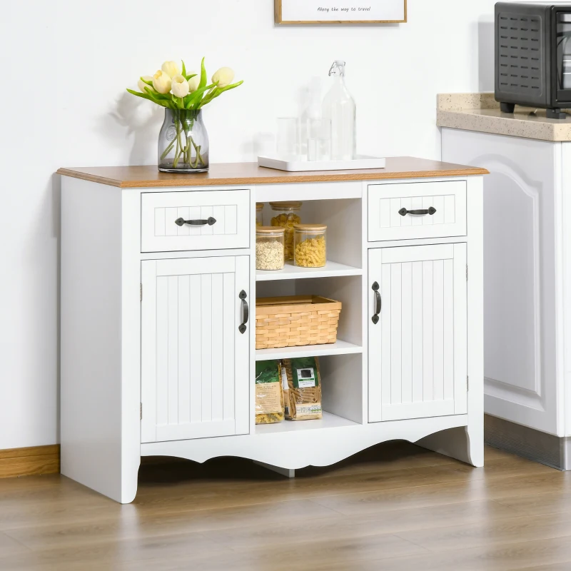 HOMCOM 42" Sideboard Buffet Cabinet, Accent Kitchen Cabinet with Storage Drawers and Adjustable Shelves for Living Room, White