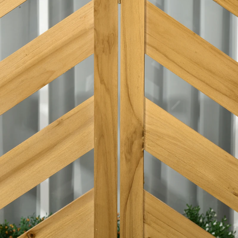 Outsunny Backyard Privacy Screen - Folding 65" with Planters for Patio, Deck, and Backyard, Brown