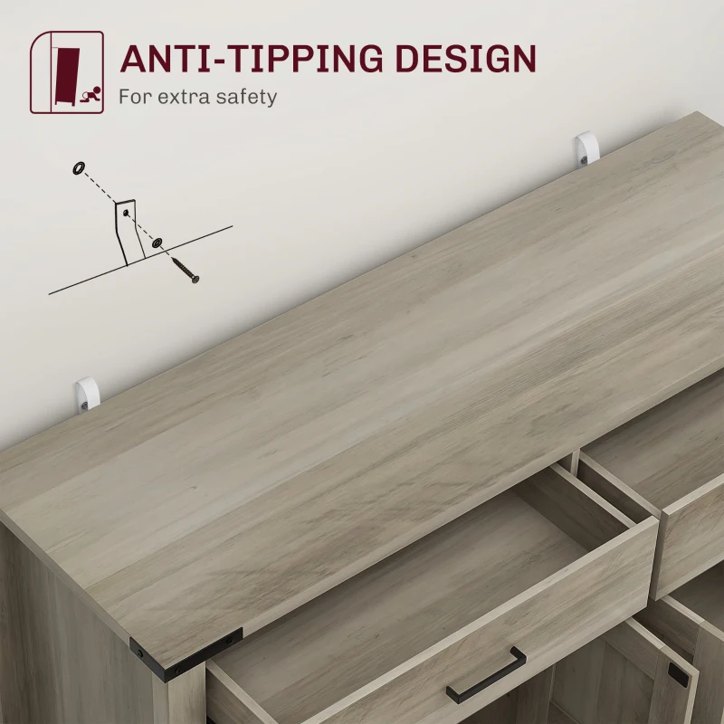 HOMCOM Sideboard Buffet Cabinet, Farmhouse Kitchen Storage Cabinet w/ 2 Drawers and Shelves for Living Room, Entryway