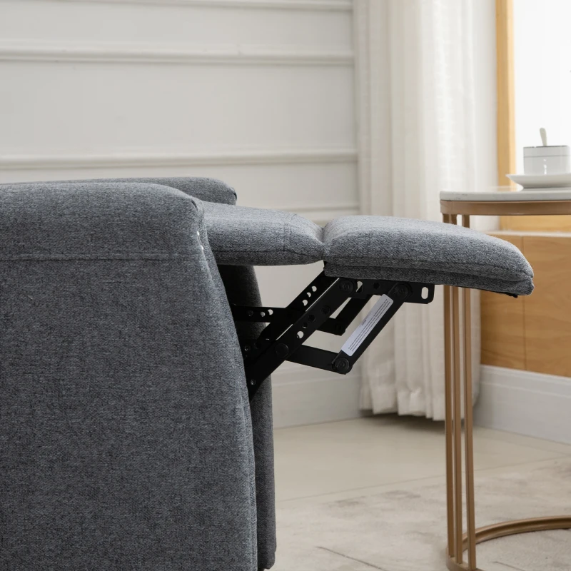 HOMCOM Modern Push Back Manual Recliner Chair Fabric Upholstered Armchair Home Lounge Sofa for Living Room & Bedroom