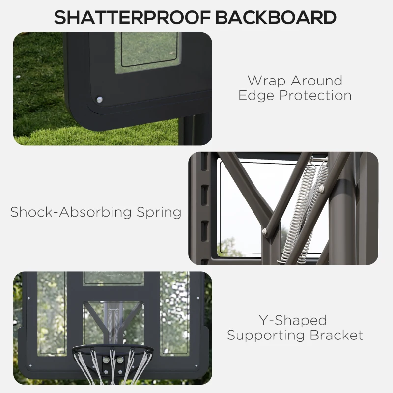 Soozier 7.7-10ft Basketball Hoop, Freestanding Basketball System with 43'' Shatterproof Backboard and Wheels