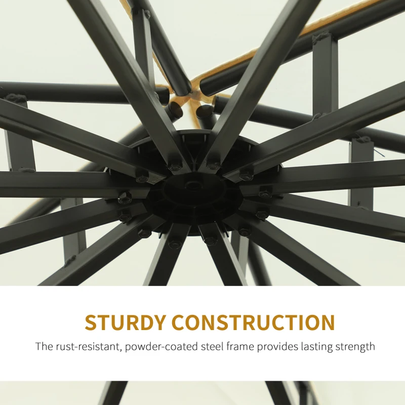 Outsunny 11.5' Patio Gazebo, Outdoor Gazebo Canopy Shelter with Curtains, Romantic Round Double Roof, Solid Steel Frame for Garden, Lawn, Backyard and Deck, Cream White