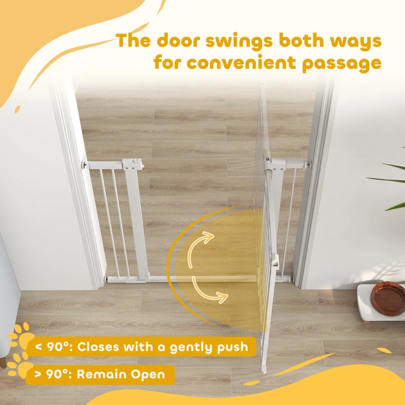 PawHut Dog Gate, Walk Through Pet Gate w/ Small Pet Door, Auto Close, for Doorways, House, Stair, 30"-41" W x 38" H