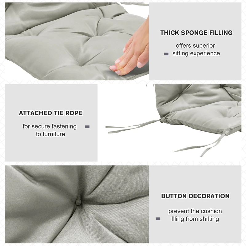 Outsunny Set of 2 Garden Chair Cushions Seat Pad with Backrest for Sunbeds, Rocking Chairs, Loungers, Outdoor & Indoor Use