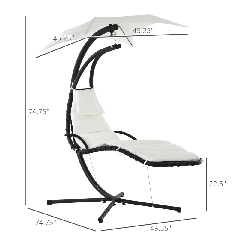 Outsunny Swing Chaise with Stand Floating Chaise Lounge Cream White
