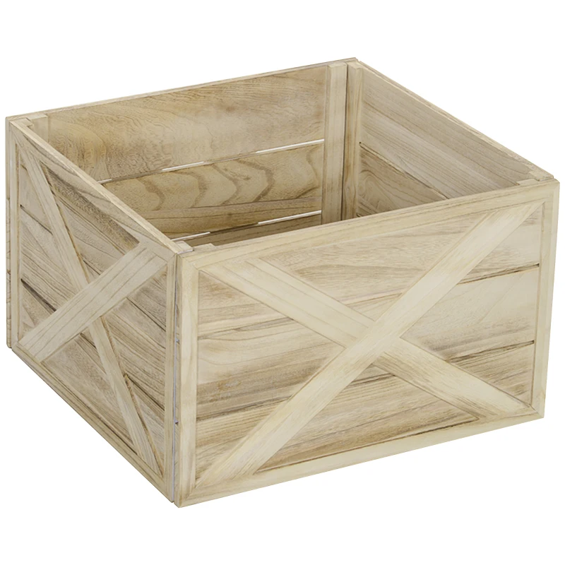 HOMCOM 24" Farmhouse Christmas Tree Base Cover Wooden Christmas Tree Collar Box Home Decoration Light Distressed Wood Finish