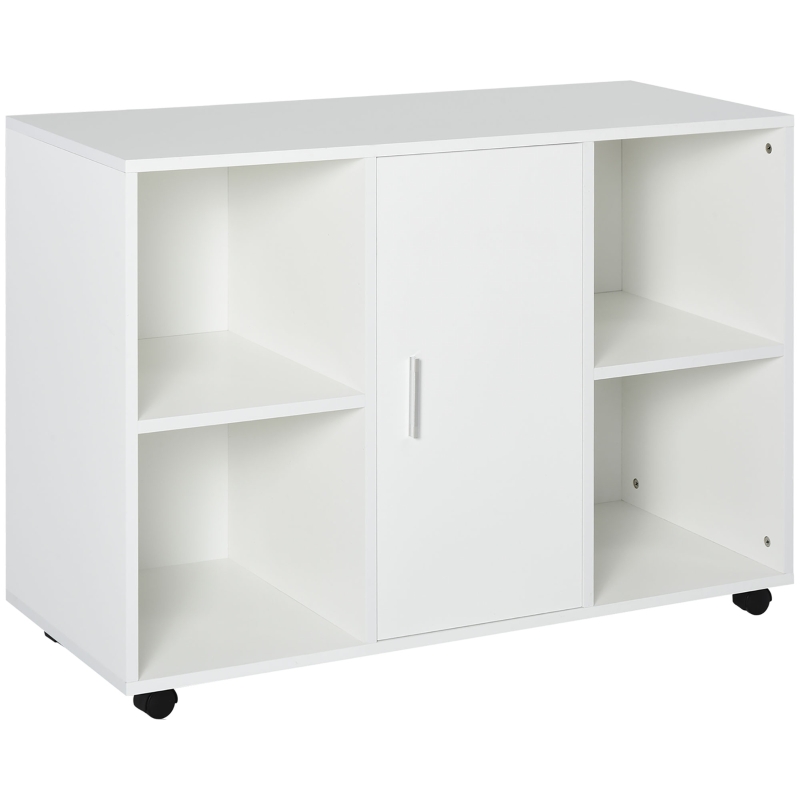 SoBuy FBT148-W Mobiele salontafel met praktische tablet rail C-vormige