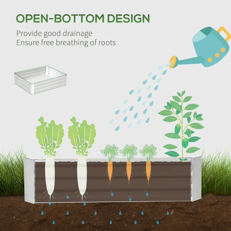Outsunny Galvanized Raised Garden Bed, 4' x 3' x 1' Outdoor Metal Planter Box, Raised Bed for Growing Flowers and Herbs