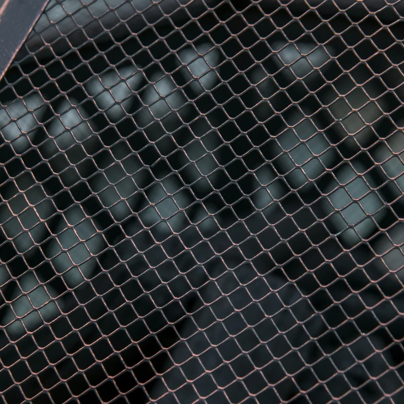 Outsunny Outdoor Fire Pit with Mesh Lid, Portable Wood Burning Firebowl with Poker for Patio, Backyard, Bronze