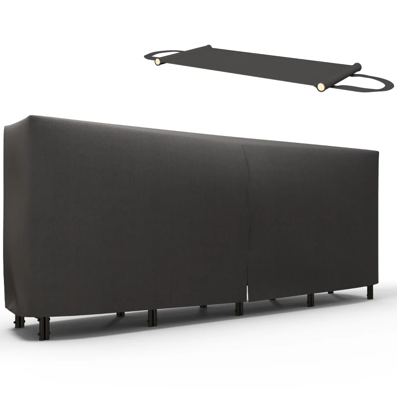 Outsunny 8ft Outdoor Firewood Rack with Cover and Carrier, Adjustable Wood Storage Holder, Indoor Outdoor Log Rack, Black