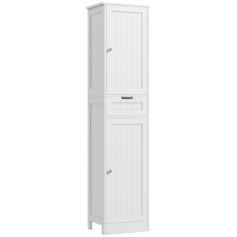 HOMCOM Freestanding Bathroom Cabinet with Drawer and 2 Doors, Tall Bathroom Cupboard for Kitchen, Study, Living Room