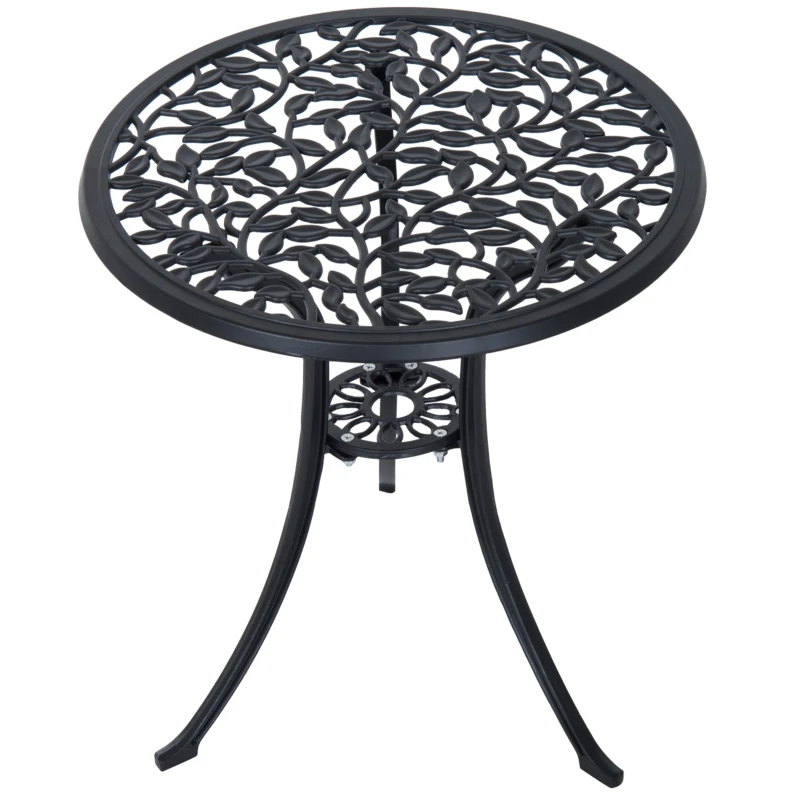 Outsunny 3 Pieces Bistro Set, Patio Table and Chairs with Cast Aluminum Frame for Garden, Balcony, Porch, Black