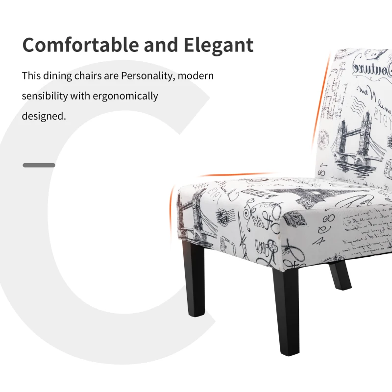 HOMCOM Comfortable Stable Modern Dining Chair In Hand-Painted Style for Dining Room and Bedroom