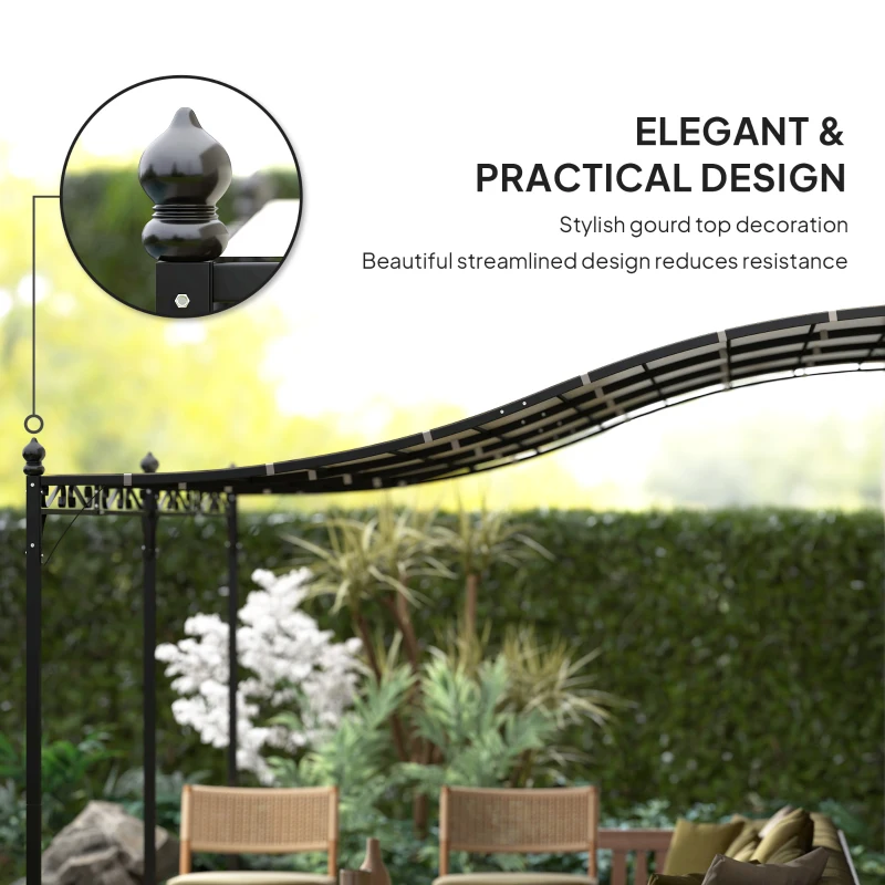 Outsunny 10' x 16' Wall-Mounted Outdoor Pergola Canopy, Metal Patio Canopy with Drainage Holes for Backyard Garden, Cream White