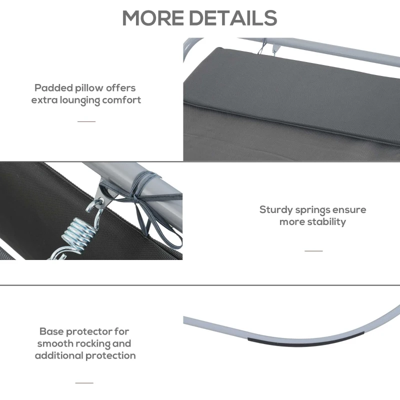 Outsunny Single Rocking Sun Lounger Hammock Bed with Steel Frame and Headrest for Garden Beach and Pool 7'L x 4.3'W