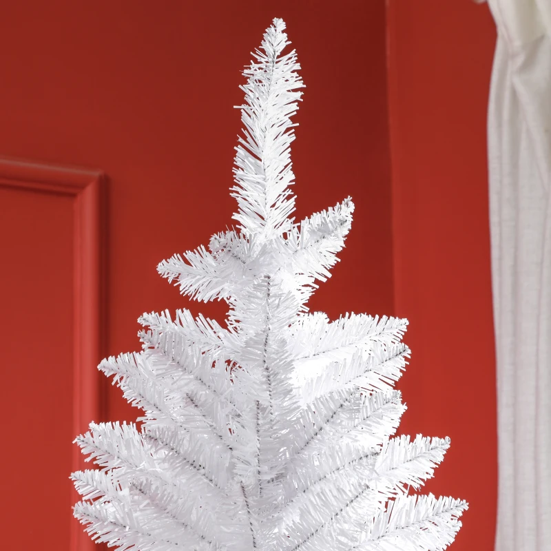 HOMCOM 7ft Tall Pencil Artificial Christmas Tree with 687 Branch Tips with Steel Base, White
