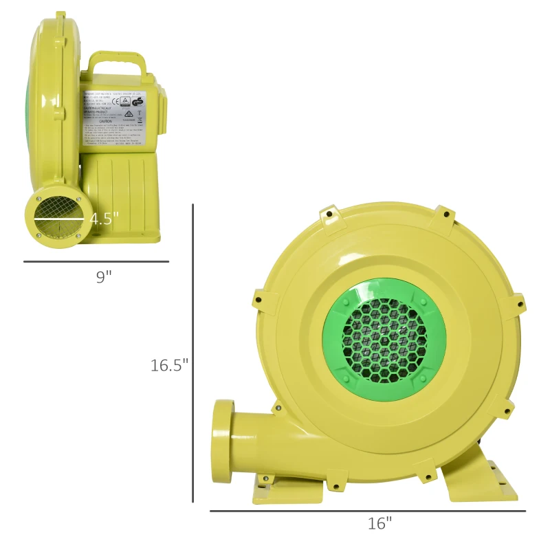 Outsunny Electric Air blower 750-Watt Fan Blower Compact and Energy Efficient Pump Indoor Outdoor for Inflatable Bounce House, Bouncy Castle and Pneumatic Swimming Pool