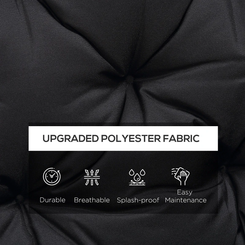 Outsunny Porch Swing Cushion Garden Bench Cushion with Backrest, Non-Slip 3-Seater Soft Pad, Swing Chair Mat Replacement for Indoor and Outdoor, 59.1" x 38.6", Black