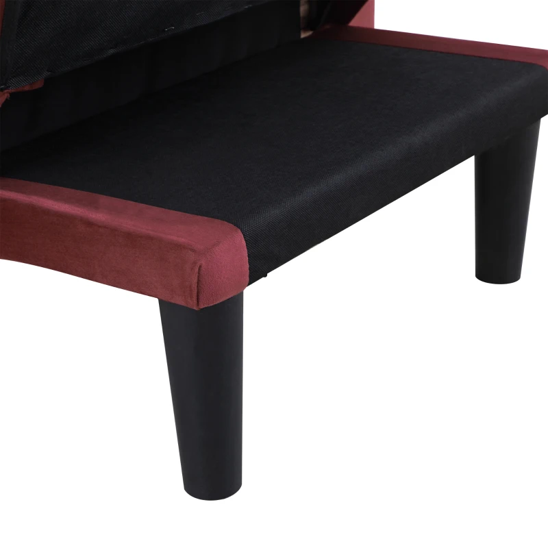 HOMCOM 2-In-1 Chaise Lounge Indoor with Rolled Armrest, Nailhead Trim and Button Tufting, Adjustable Velvet Fabric Upholstered Sofa for Bedroom and Living Room, Red