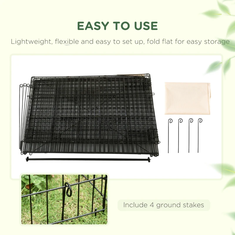 PawHut Metal Chicken Coop, 87" x 41" x 41" Chicken Run Pen for Yard with Cover, Portable Catio Poultry Cage Indoor Outdoor Backyard, Cat Cage for Rabbit, Duck, Hen, Small Animal, Chinchillas, Beige