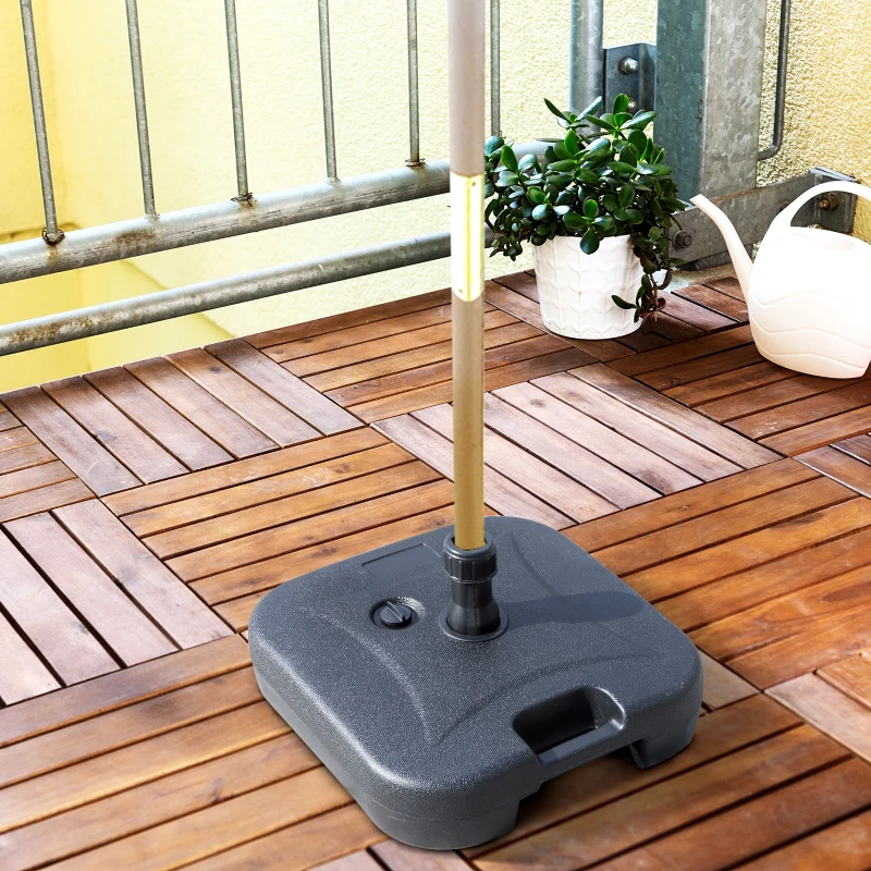 Outsunny Market Patio Umbrella Base Outdoor Parasol Holder Water or Sand Self-Filled Black