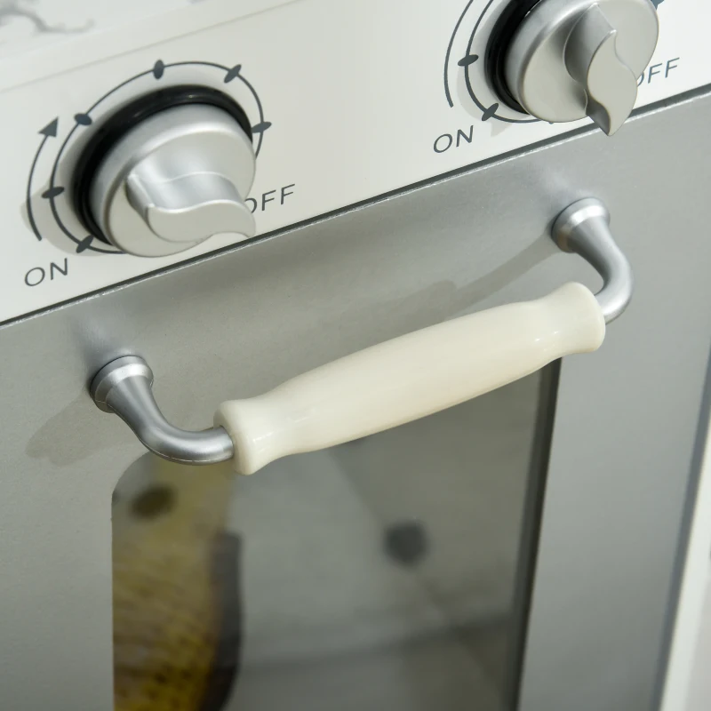 Qaba Play Kitchen Set for Kids W/ Lights Sounds, Apron and Chef Hat, White