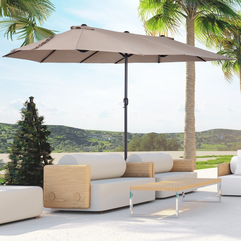 Outsunny 15' Outdoor Patio Umbrella with Twin Canopy
