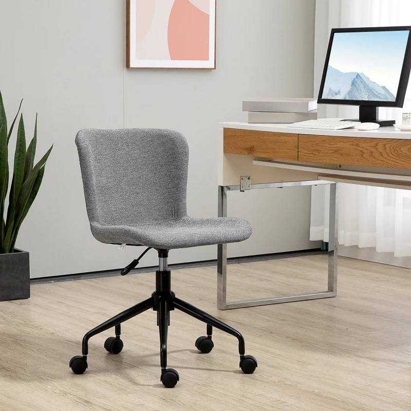 Vinsetto Home Office Chair, Swivel Task Chair with Adjustable Height and Armless Design for Small Space, Living Room, Bedroom, gray