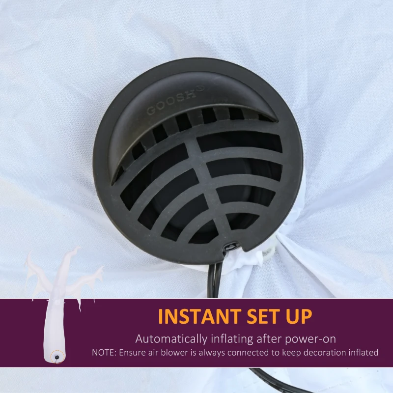 HOMCOM 6FT Tall Halloween Inflatable White Ghost, Outdoor Blow Up Yard Decoration with LED Lights for Garden, Lawn, Party, Holiday