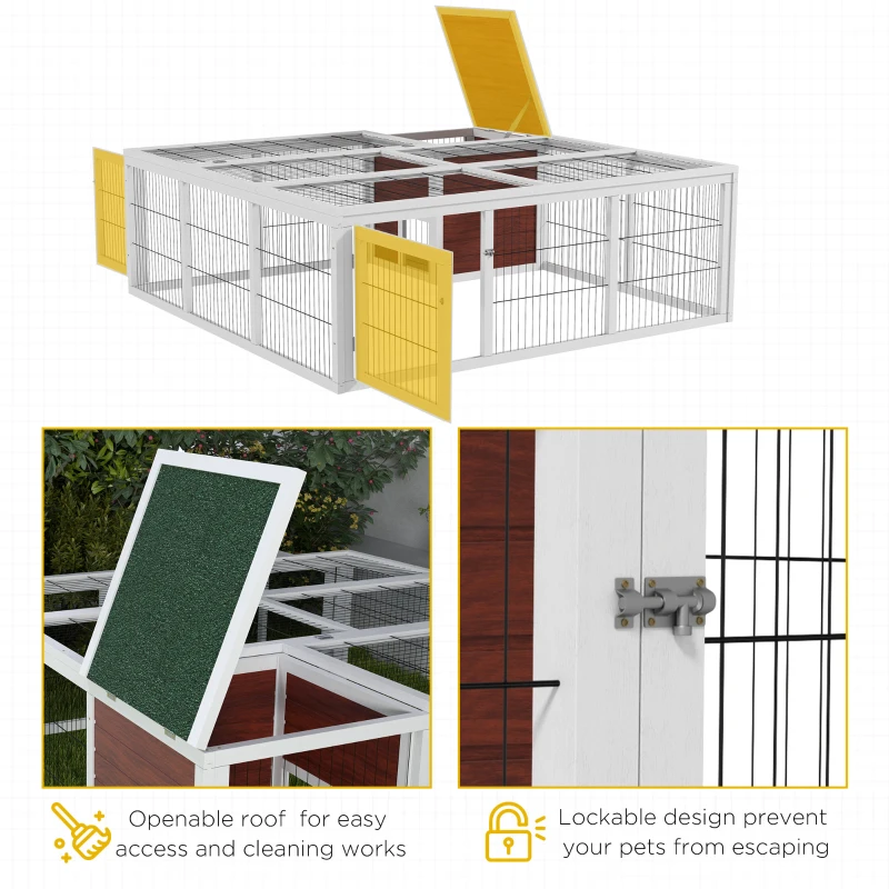 PawHut 64" Wooden Outdoor Rabbit Hutch Playpen Tortoise House Habitat with Run and Enclosed Cover
