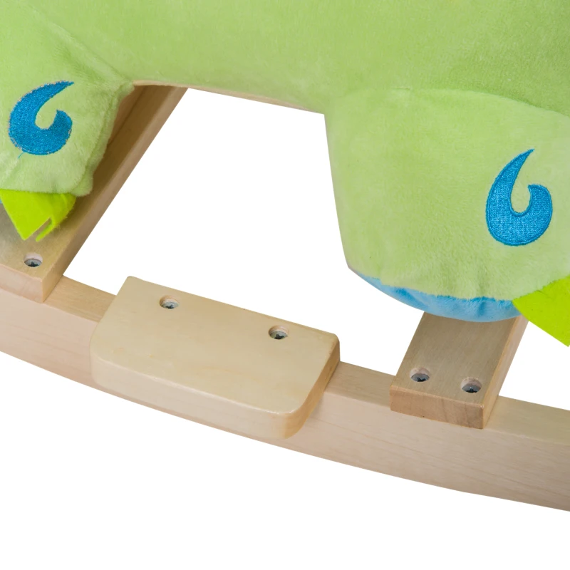 Qaba Kids Plush Ride-On Rocking Horse Toy Dinosaur Ride on Rocker Green with Realistic Sounds