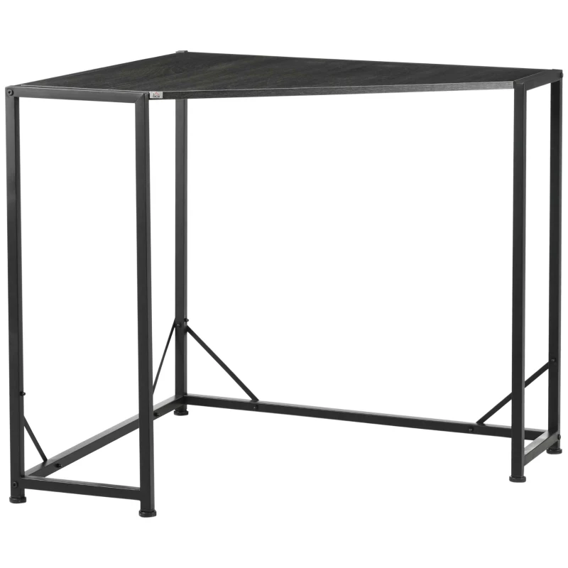 HOMCOM Space-Saving Corner Desk, Small Computer Desk with Metal Frame, Writing Desk for Home Office, Small Spaces, Gray