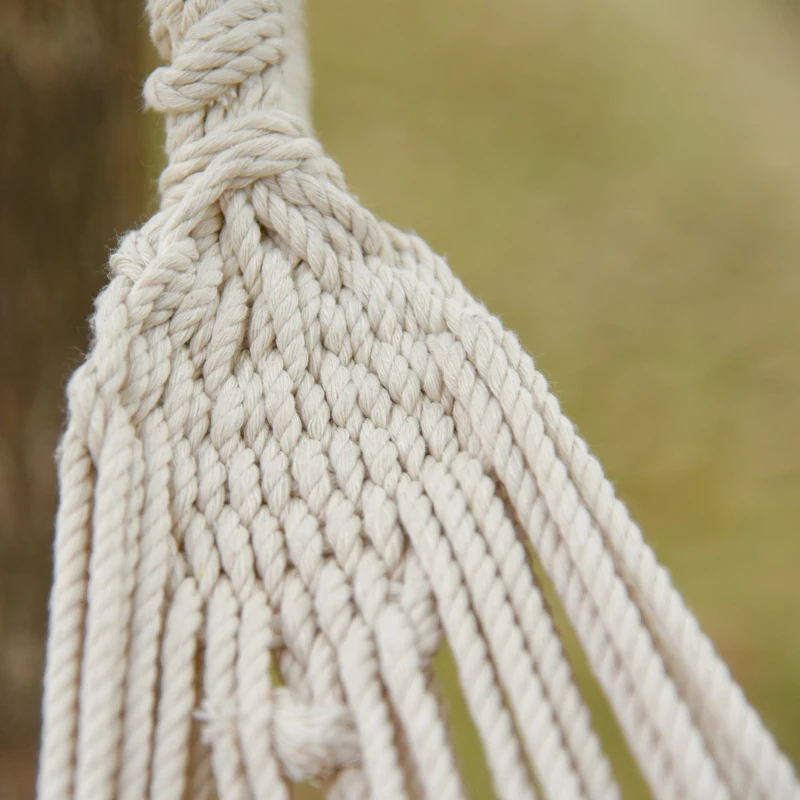 Outsunny 114" Outdoor Hammock, Extra Large Brazilian Style Hammock Cotton, Portable Hanging Camping Bed for Patio Backyard Lounging w/ Carrying Bag, Rainbow Stripe, Multi-colour