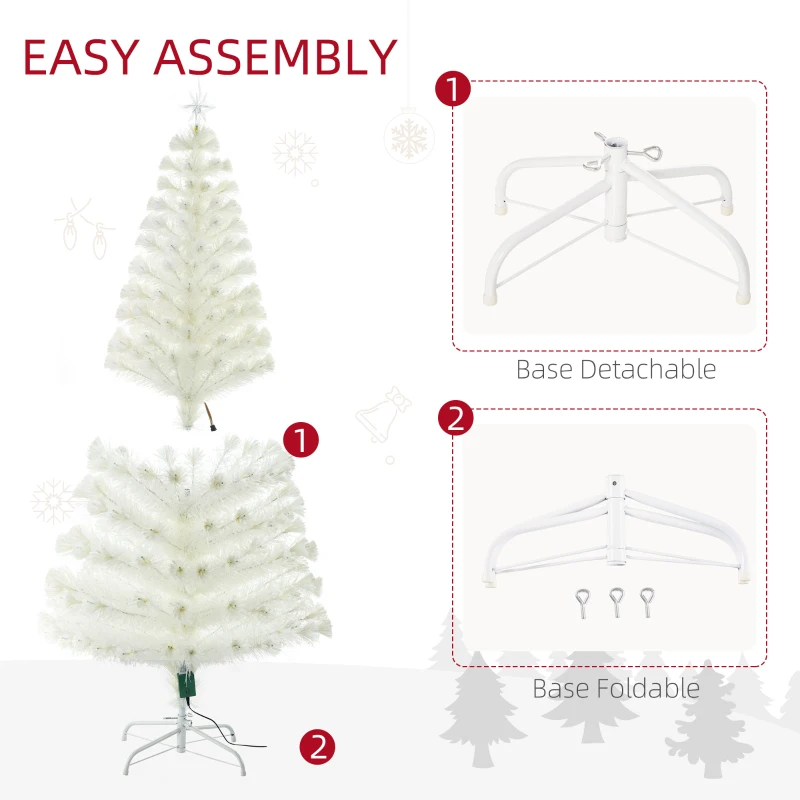 HOMCOM 6FT Artificial Tree Multi-Colored Pre-Lit Home Christmas Decoration  White