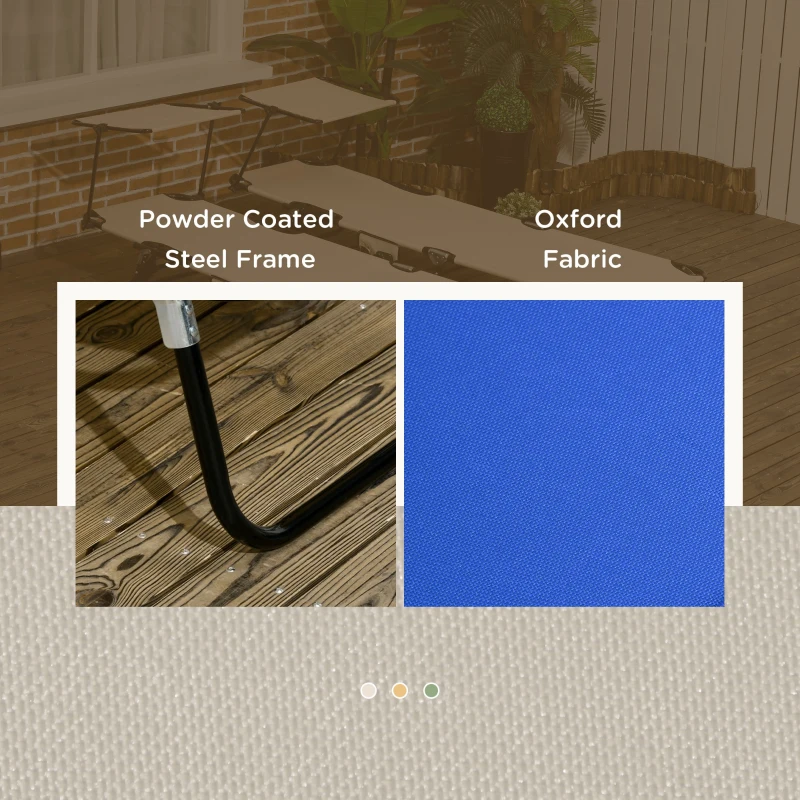 Outsunny Pool Chaise Lounge Chairs Set of 2, Folding Lounge Chairs with Sunshade, Reclining Back, Steel Frame, Blue