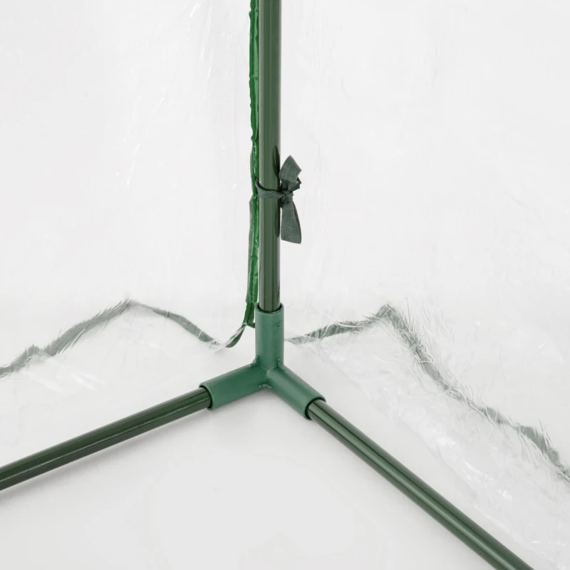 Outsunny 5' x 4' x 7' Lean-to Greenhouse, Walk-in Wall Mounted Hot House & Plant Nursery with 2 Zippered Roll Up Doors, Sloping PVC Cover, Green and Clear