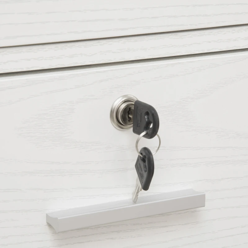 Vinsetto Lateral Filing Cabinet with Wheels, Locking File Cabinet, Mobile Printer Stand with Open Shelves and Drawers for A4 Size Documents, White