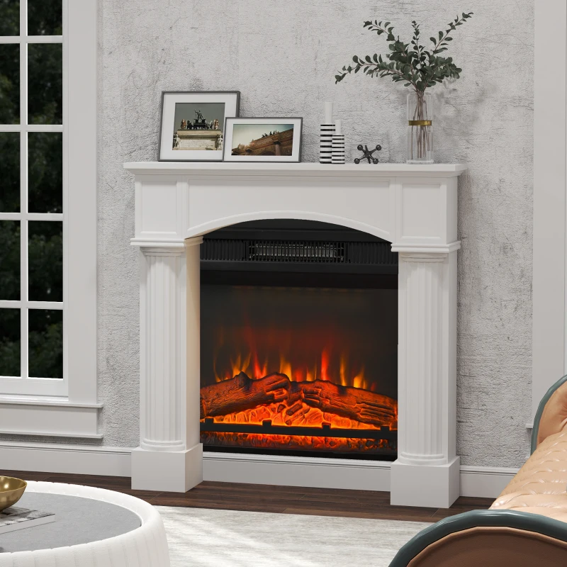 HOMCOM Modern Fireplace Mantel, Freestanding Fireplace Surround for Electric Fireplaces, 43.3" W x 39.8" H, White