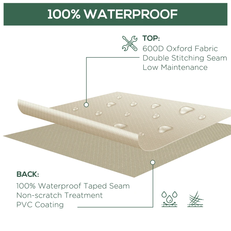 Outsunny 84B-059 129.9-Inch Oval Patio Table and Chair Set Cover, Beige/Coffee Sofa Set