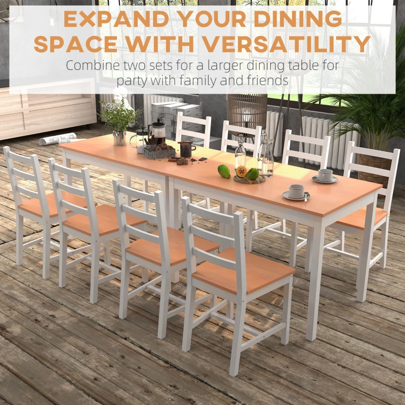 HOMCOM Dining Table Set for 4, 5 Piece Modern Kitchen Table and Chairs, Solid Wood Dining Room Set for Small Spaces, Breakfast Nook, White