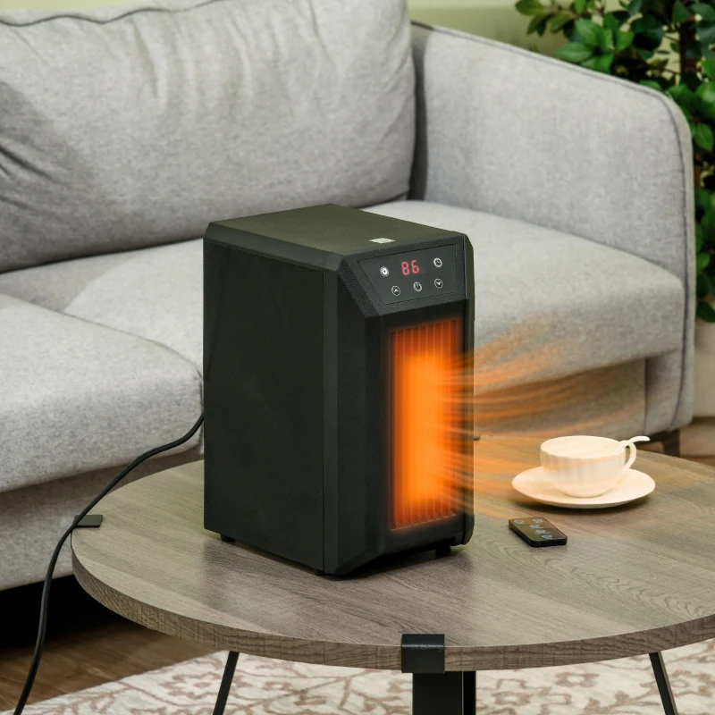 HOMCOM Electric Space Heater for Indoor Use, 1500W Fast Heating Portable Electric Heater with Infrared Quartz Heat Element, Thermostat, 3 Modes, Remote, 12h Timer