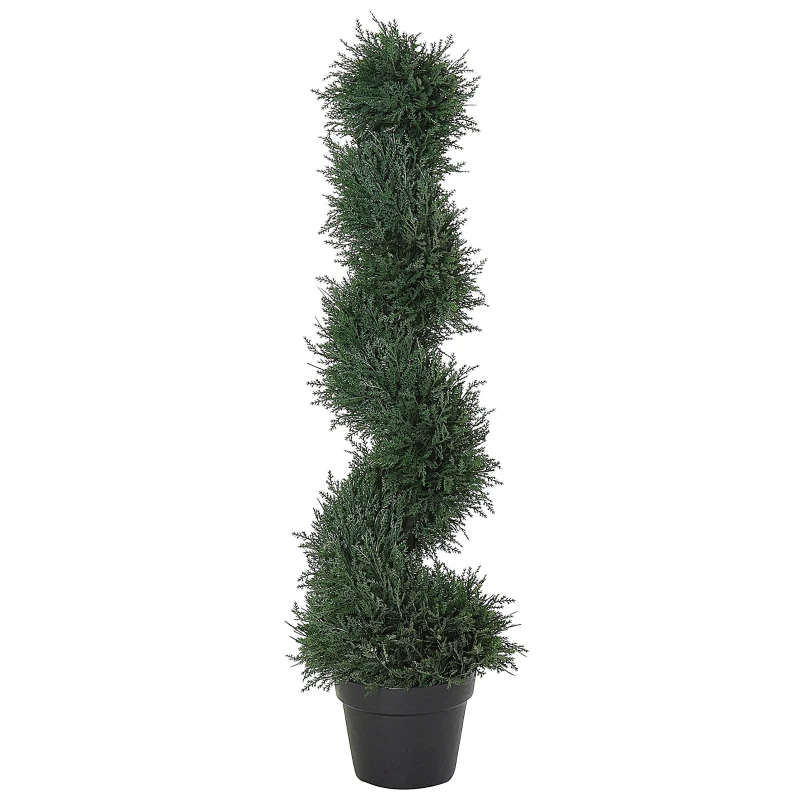 Outsunny 3FT Topiary Artificial Faux Cedar Tree Spiral Fake Plant, Pre-potted & Features High-Quality Detailed Look for Indoor or