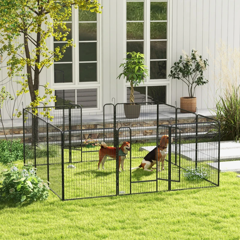 PawHut Dog Pen with Gate, 12 Panels Puppy Playpen, Dog Fence, 39"H