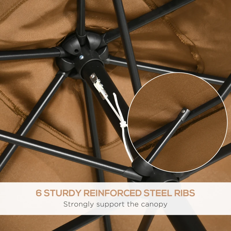 Outsunny 6.5x10ft Rectangle Aluminum Tilt Patio Umbrella, Garden Market Parasol, Outdoor Sunshade Canopy with Crank, Coffee