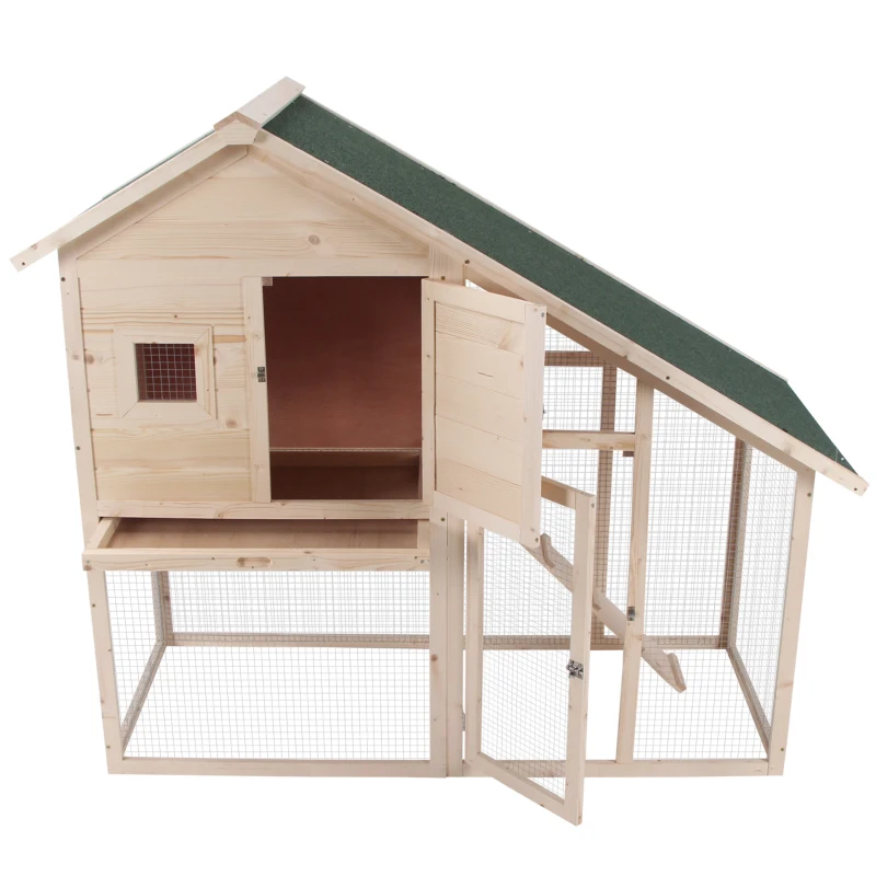 PawHut 55" L 2-Tier Wooden Rabbit Hutch Bunny Cage